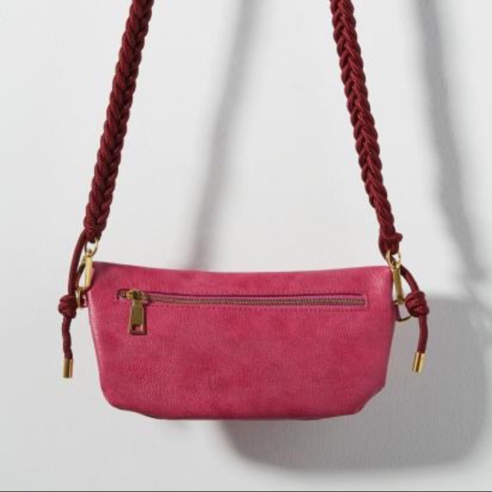 Anthropologie Crossbody with Extra Strap in Berry Pink 10x5”